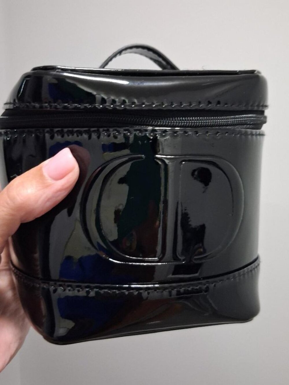 Never Used Dior GWP Black Patent Mini Vanity Bag with Top Handle
